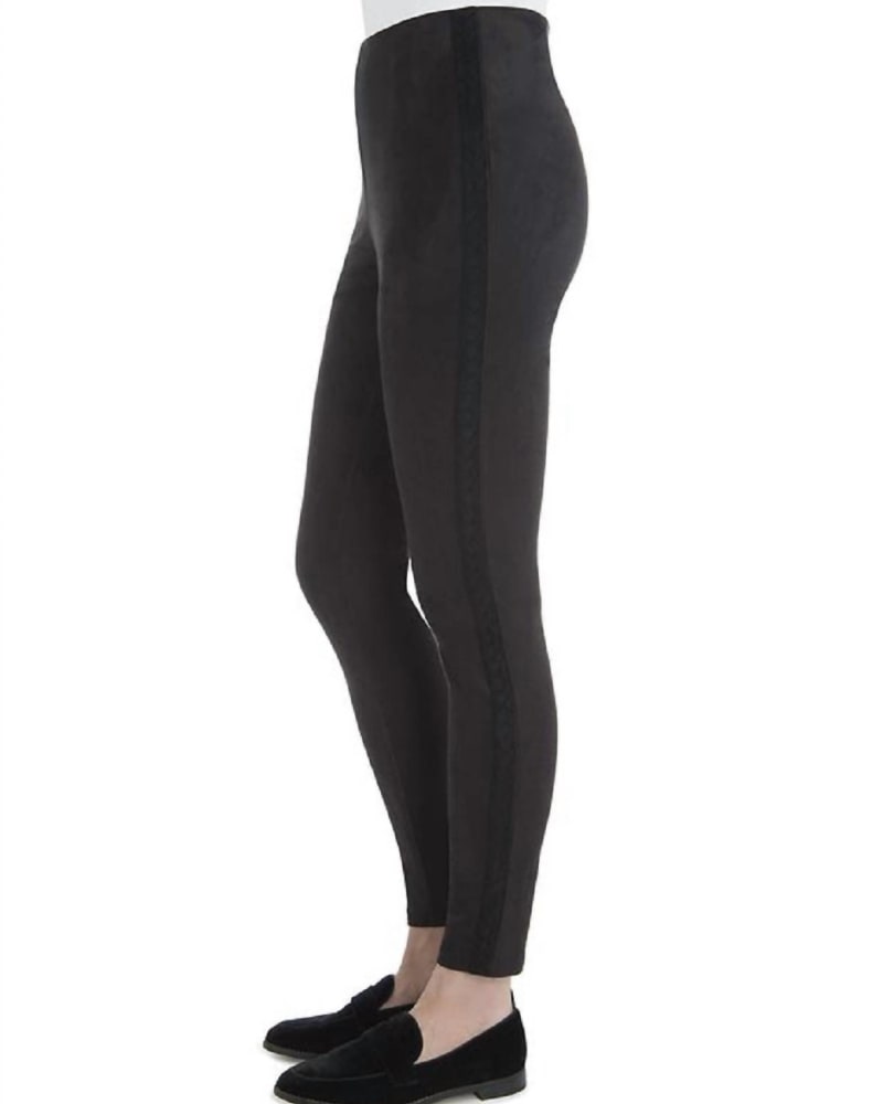 Back of a model wearing a size XL Women'S Nora Braid Legging In Black in Black by Lysse. | dia_product_style_image_id:356771